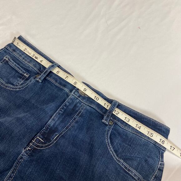 M Jeans Classic Size 12 Long Mid Rise Straight Dark Wash Stretchy 34" Inseam - Picture 10 of 12